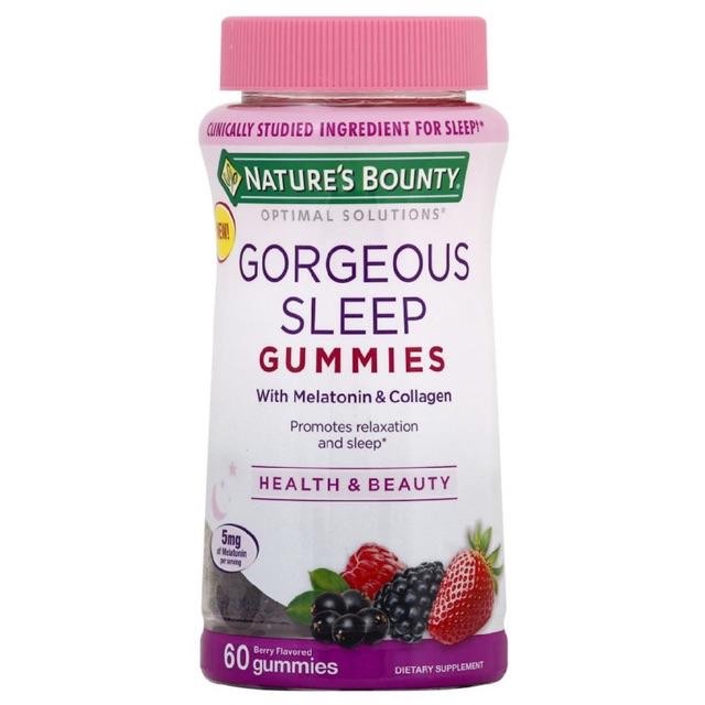 Kẹo dẻo ngủ ngon Nature's Bounty Gorgeous Sleep Gummies 5mg with Melatonin & Collagen giúp cải thiện