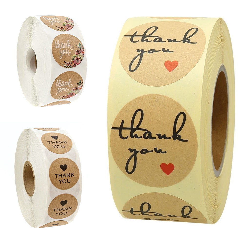 Bộ 500 miếng sticker giấy kraft dán túi đựng bánh kẹo tiệc cưới