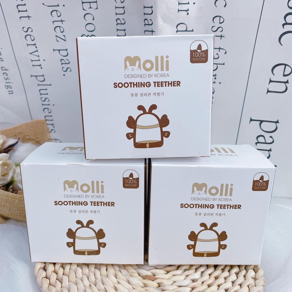 Gặm nướu silicon cao cấp MOLLI ButterFly kèm hộp đựng - Gặm nướu cầm tay siêu mềm