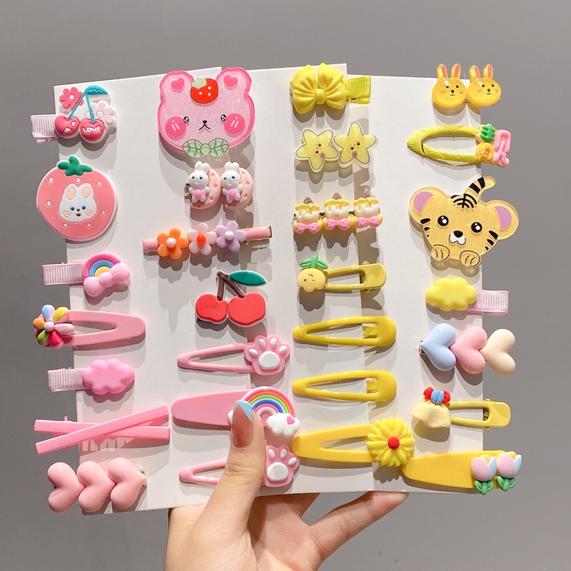 Bộ 14 Kẹp Tóc Acrylic Kiểu Dáng Hoạt Hình Phong Cách Hàn Quốc Dễ Thương-ShopMeKhoai