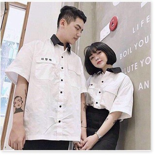 ÁO SƠ MI NGẮN TAY NAM NỮ CỰC XINH THÊU CHỮ TRUNG QUỐC , PHÙ HỢP CHO MỌI LỨA TUỔI THỜI TRANG 1HITSTORE1