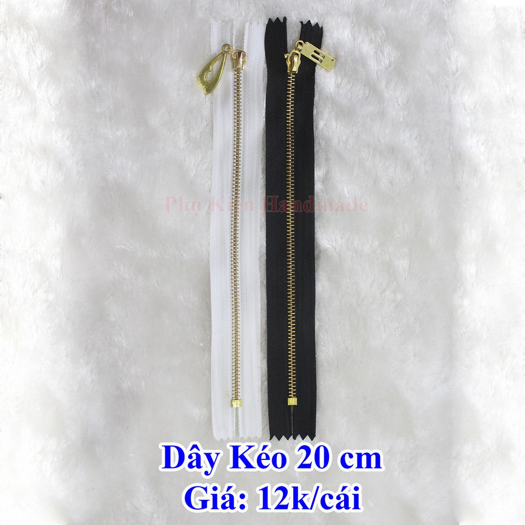 dây kéo 20cm (màu đen, trắng) đầu kéo ngẫu nhiên