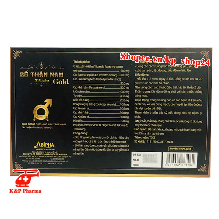 ✅ [CHÍNH HÃNG] Bổ thận nam Abipha Gold – Tăng cường chức năng sinh lý phái mạnh, khỏe thận, giảm tiểu đêm