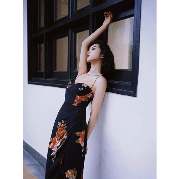 ĐẦM DÂY VOAN HOA MIDI