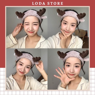 Băng đô turban sừng hươu 3D cài tóc vải bông mềm mại