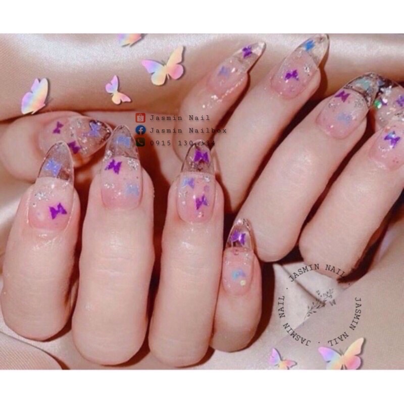 [Mã NHUQAD giảm 10% đơn 100k] Nailbox móng thiết kế sẵn mẫu mắt mèo ẩn bướm phản quang