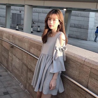 Đầm babydoll phối nơ