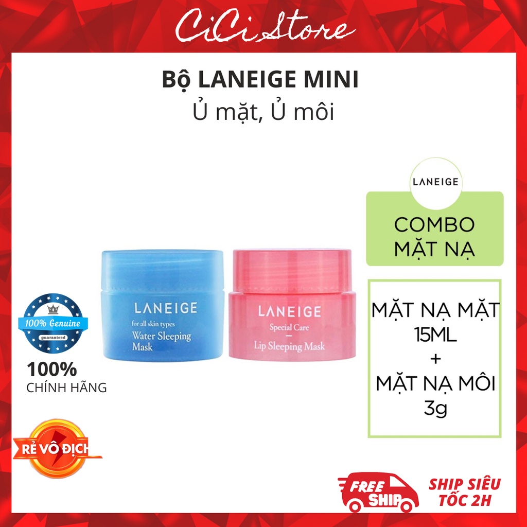 [Set Mini] Mặt nạ ngủ 3g + mặt nạ môi 15ml Laneige Korea