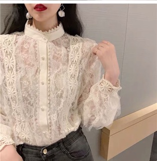Áo sơmi phối ren bánh bèo