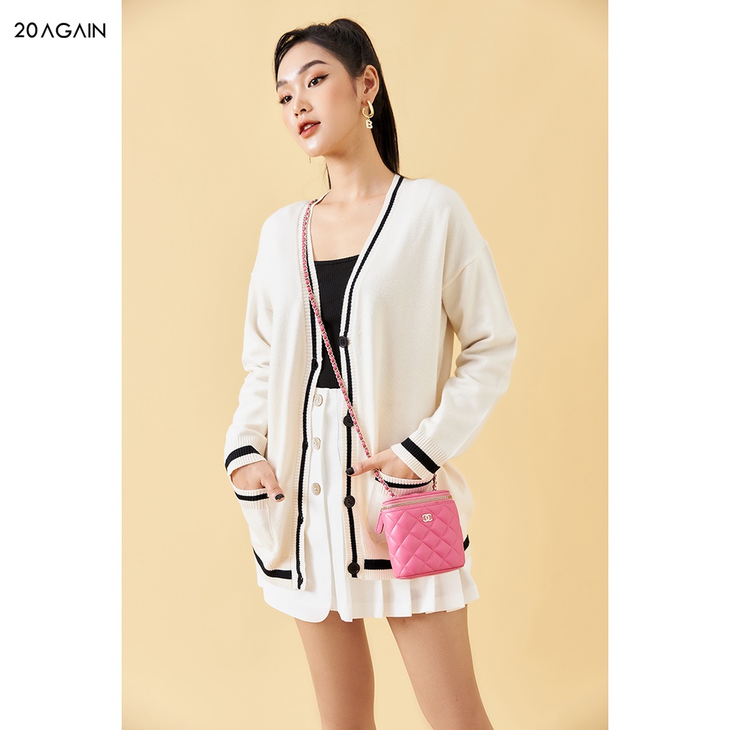[Mã WABRAG99 giảm 10% đơn 99K] Áo cardigan nữ dài tay phối viền 20AGAIN, chất len cao cấp, mịn, co giãn tốt KLA0082 | BigBuy360 - bigbuy360.vn