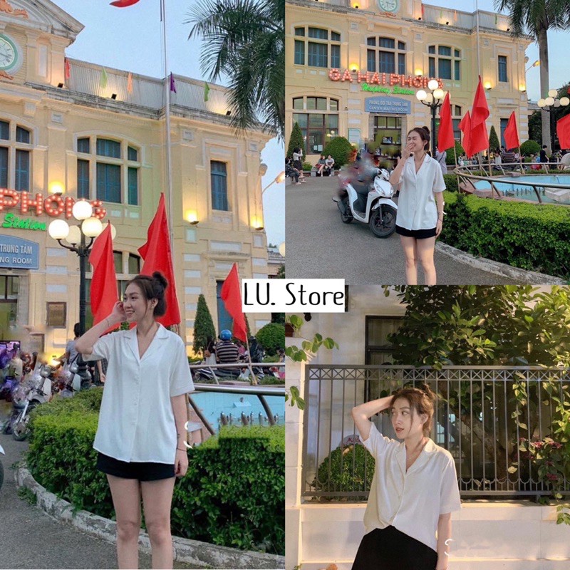 Sơ Mi Voan cộc tay cổ Vest - Hàng Quảng Châu, Ulzzang 2021 | BigBuy360 - bigbuy360.vn