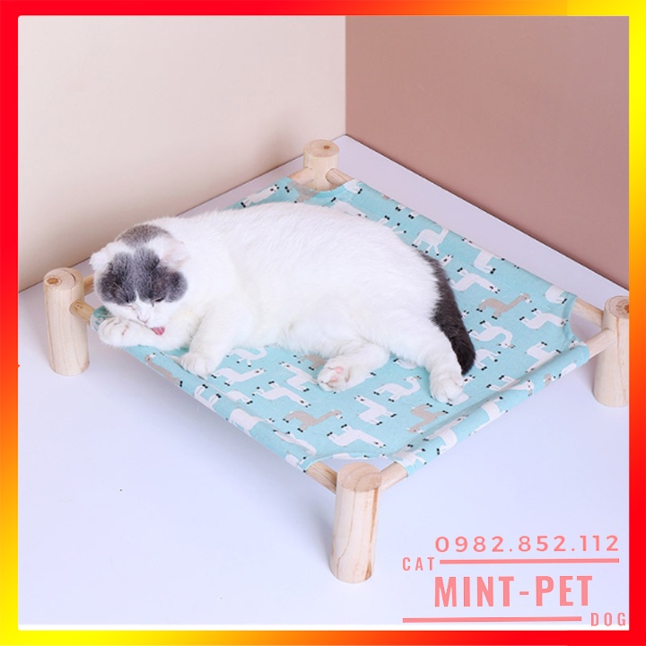 Giường Nằm Cho Mèo - Võng Nằm Chân Gỗ Cho Mèo #MintPet