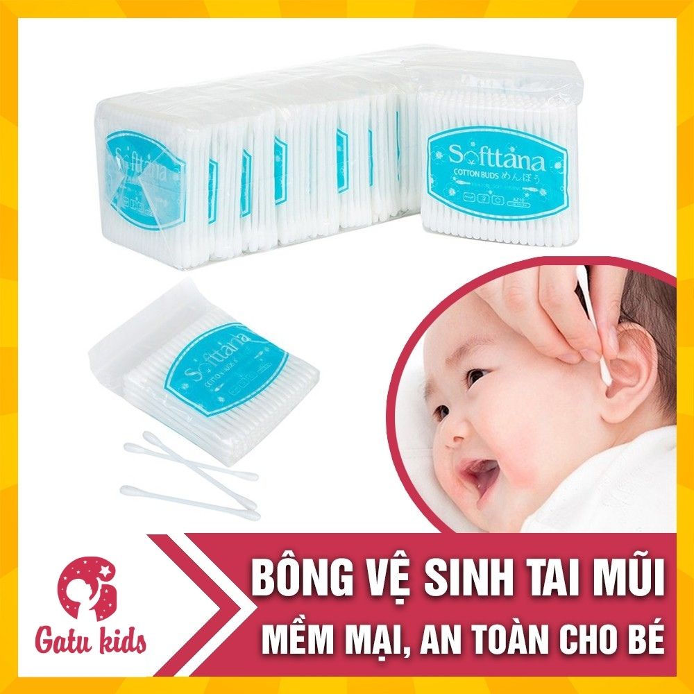 Bông vệ sinh tai mũi Softtana cho bé  siêu thấm mềm mại