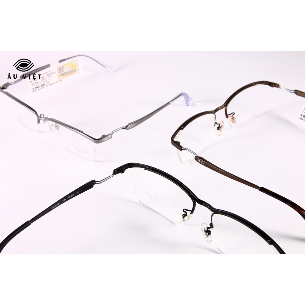 Gọng kính titanium dáng vuông Ray-Ban RB-8746 màu bạc/đen/hổ phách Full box
