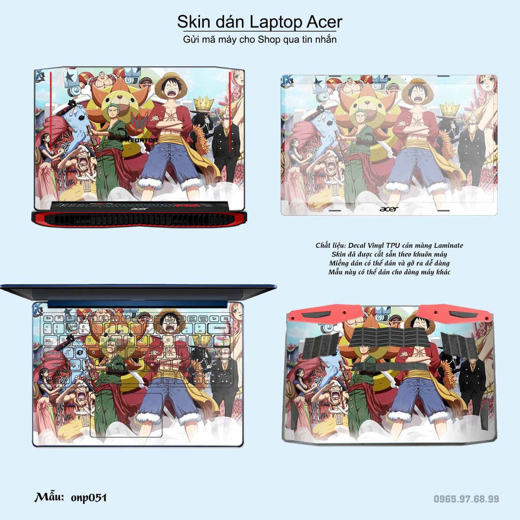 Skin dán Laptop Acer in hình One Piece (inbox mã máy cho Shop)