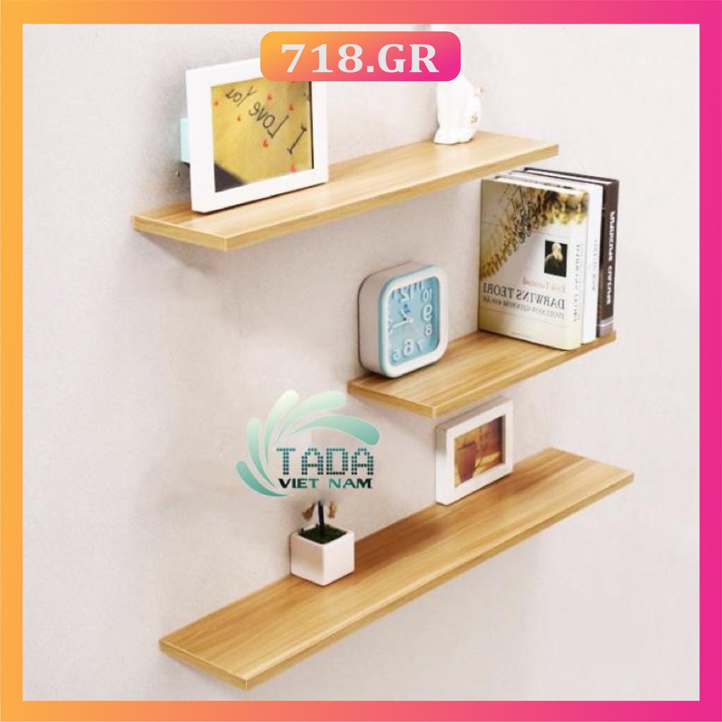 kệ gỗ treo tường, kệ thanh ngang treo tường (40,60,80)x15Cm