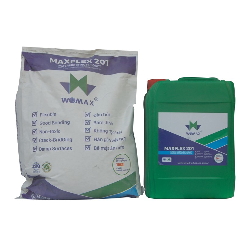 Maxflex 201 - bộ 25kg - chống thấm hai thành phần gốc xi măng polyme