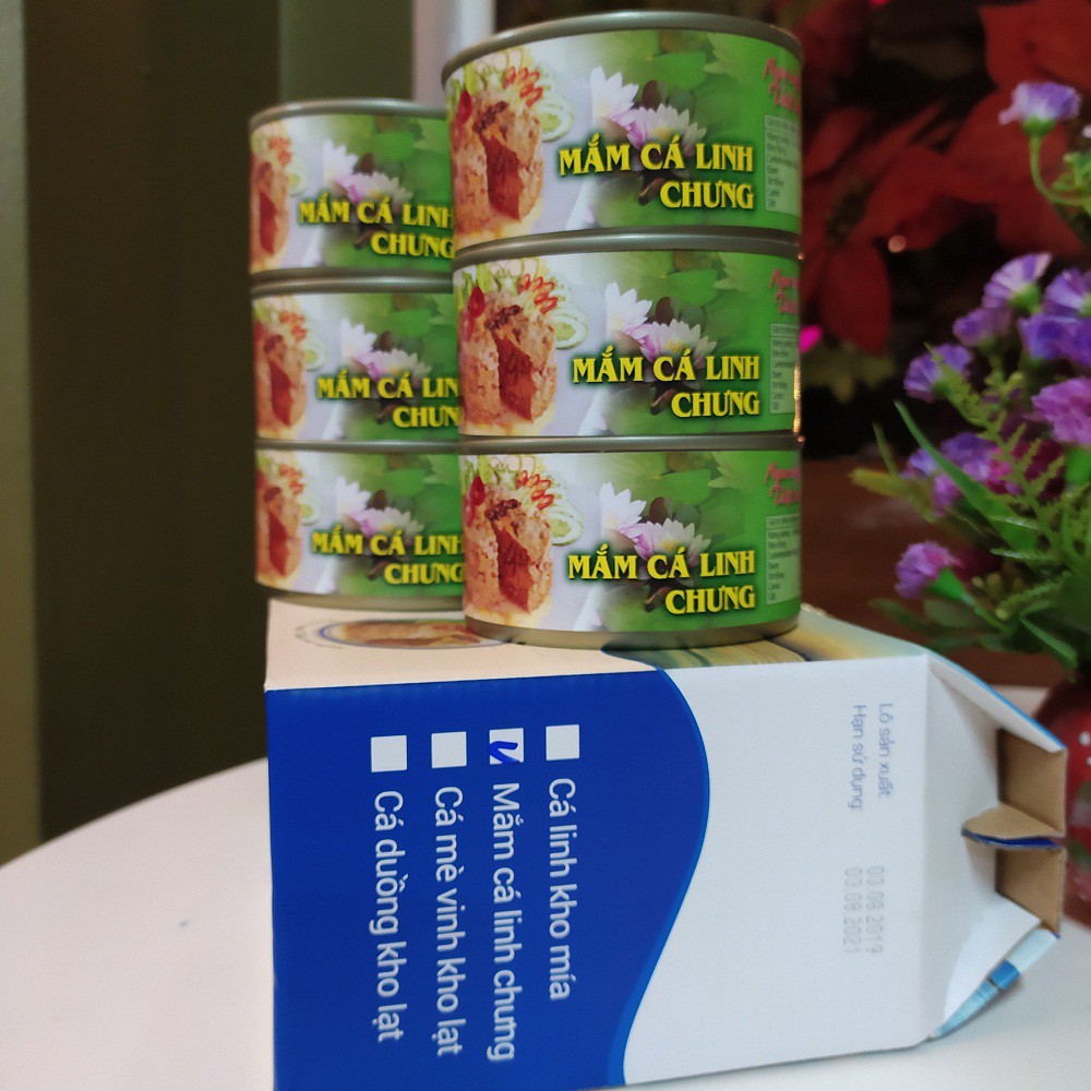Combo 1 lốc 6 lon Mắm cá linh chưng thịt & trứng hương vị quê nhà hiệu Anteco - Hạn sử dụng 24 tháng