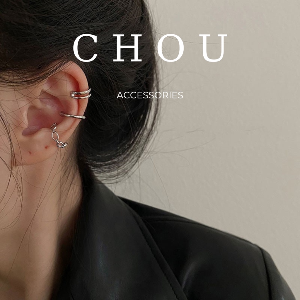 Set 3 Khuyên Kẹp Vành Tai Dáng Xích | CHOU ACCESSORIES |