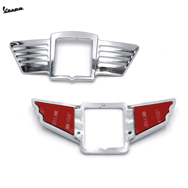 Viền ốp logo dạng cánh mạ crom cao cấp cho Piaggio Vespa GTS300 GTS300 Super LX150 LXV150 Primavera 150 Sprint 150 S150