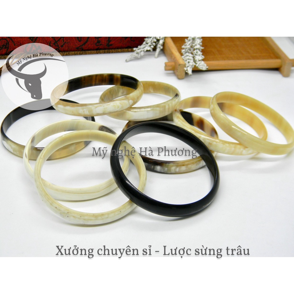 Vòng tay sừng trắng loại vân màu đẹp bản 1cm đủ kích thước