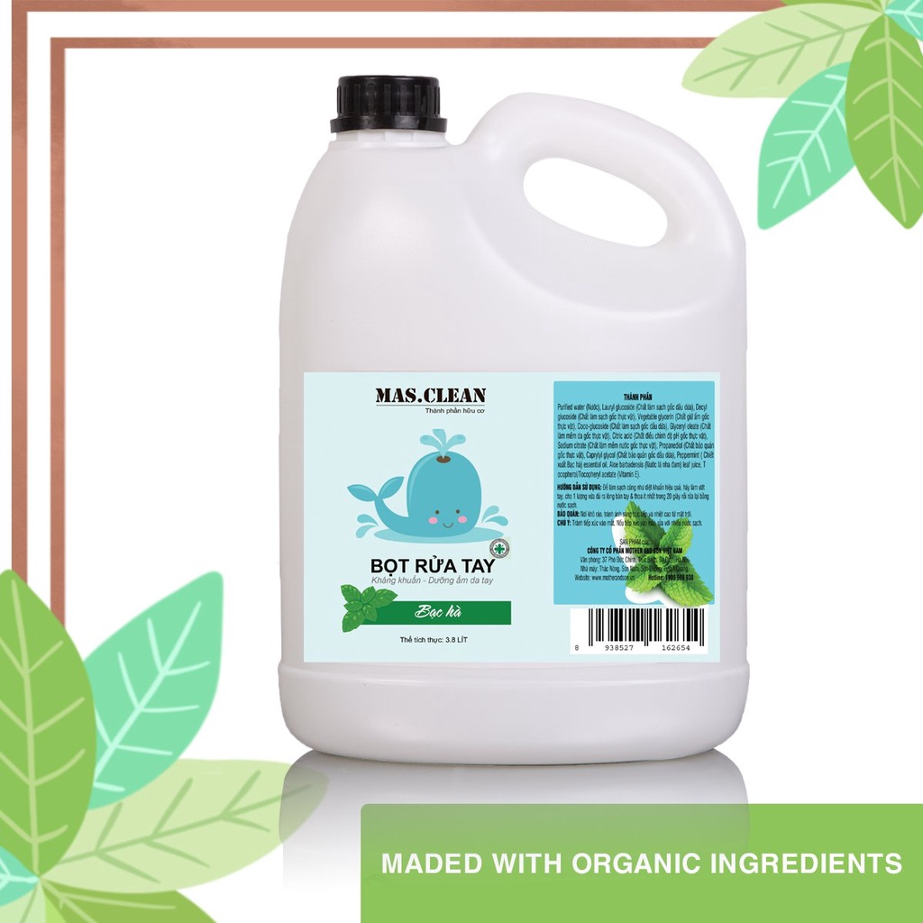 Nước rửa tay bọt Mas.Clean - can 3.8L