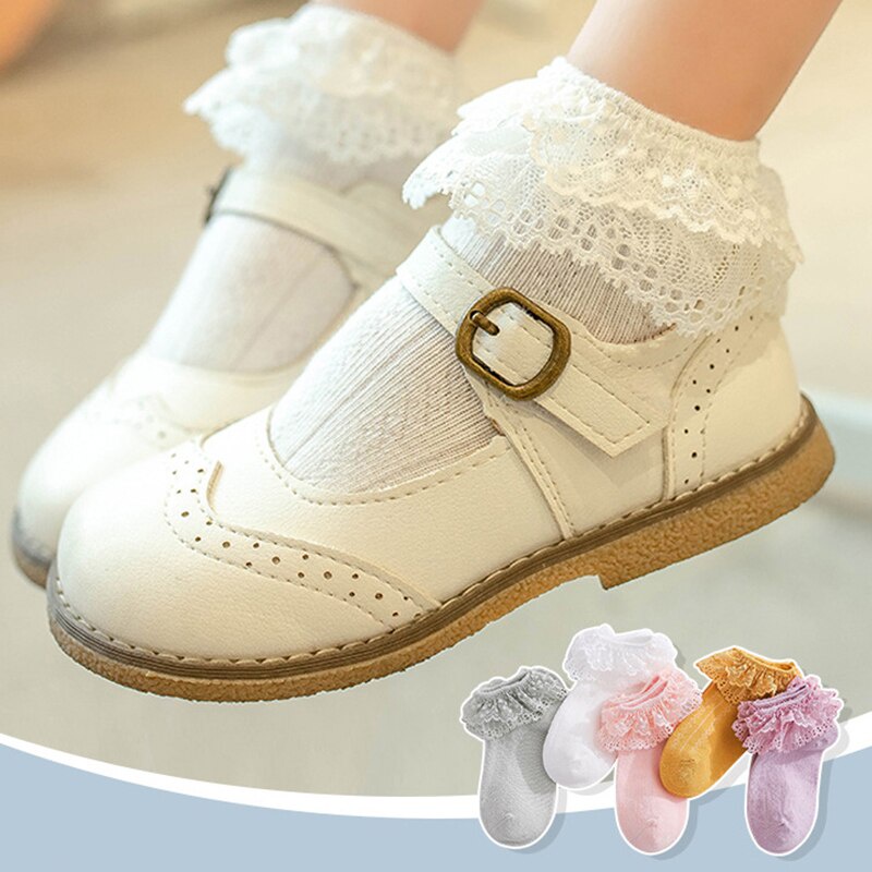 Vớ Cotton Mềm Phối Ren Đính Nơ Phong Cách Công Chúa Dành Cho Bé Gái Sơ Sinh