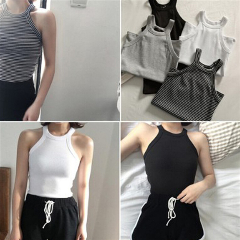 Áo Crop Top Sát Nách Kẻ Sọc Thời Trang Cho Nữ 0317