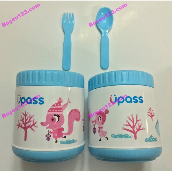 (Mẫu mới) Hộp Giữ Ấm Thức Ăn 400ml Kèm Thìa và Nĩa Upass UP9652Y (Made in Taiwan)