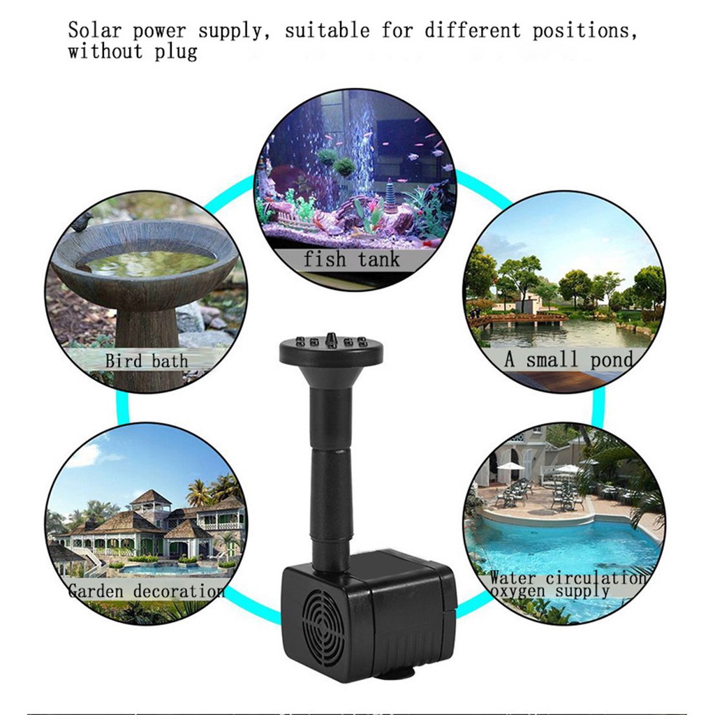 1 bộ vòi phun nước mini sử dụng năng lượng mặt trời kèm 5 đầu phun cho hồ cá