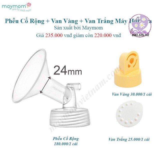 (Đủ size) Bộ cổ nối liền phễu máy hút sữa Medela và Maymom