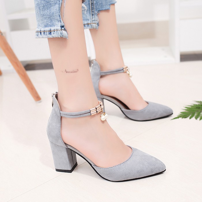 NEW Sale#Sandals nữ giày học sinh cao gót đế dày xuân hè phong cách hàn quốc rỗng một từ khóa đơn . ! : : ' :