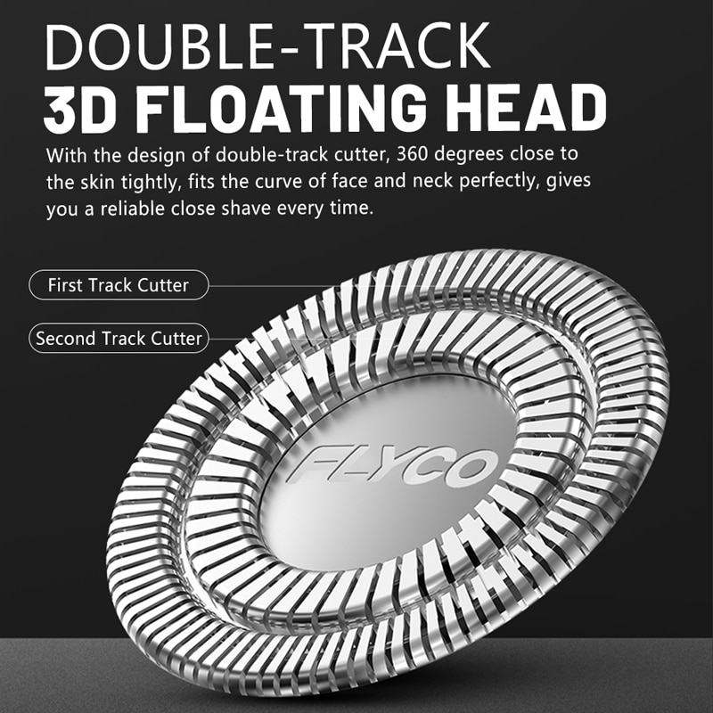Dao Cạo Râu Khô Và Ướt Hình Chữ C 3D Sạc Nhanh Cổng USB Dành Cho Nam FLYCO IPX7