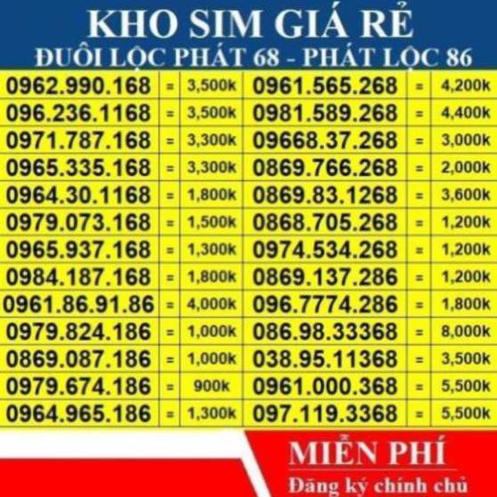 SỐ ĐẸP Đuôi Lộc Phát 68 - Phát Lộc 86 Viettel Giá Từ 500k