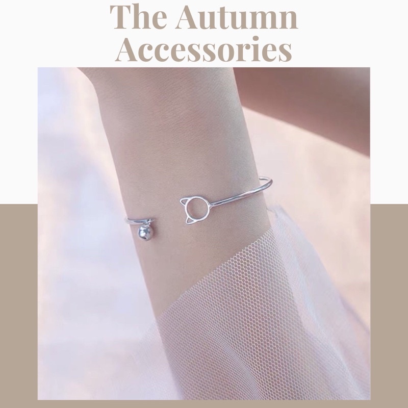 Lắc tay hình mèo mạ bạc s925 The Autumn Accessories - VT09