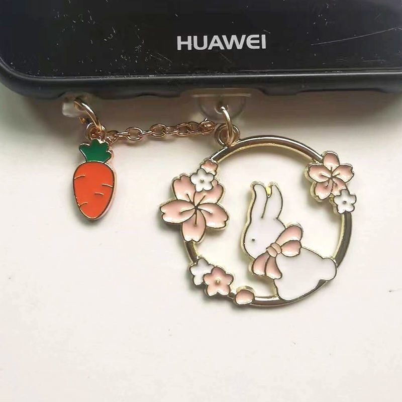Mobile Nút Bịt Cổng Sạc Điện Thoại Chống Bụi Hình Thỏ Ăn Cà Rốt Đáng Yêu
