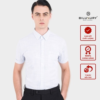 Áo sơ mi nam ngắn tay Biluxury hoạ tiết caro chìm form chuẩn thanh lịch trẻ trung 4SMCH004XNH