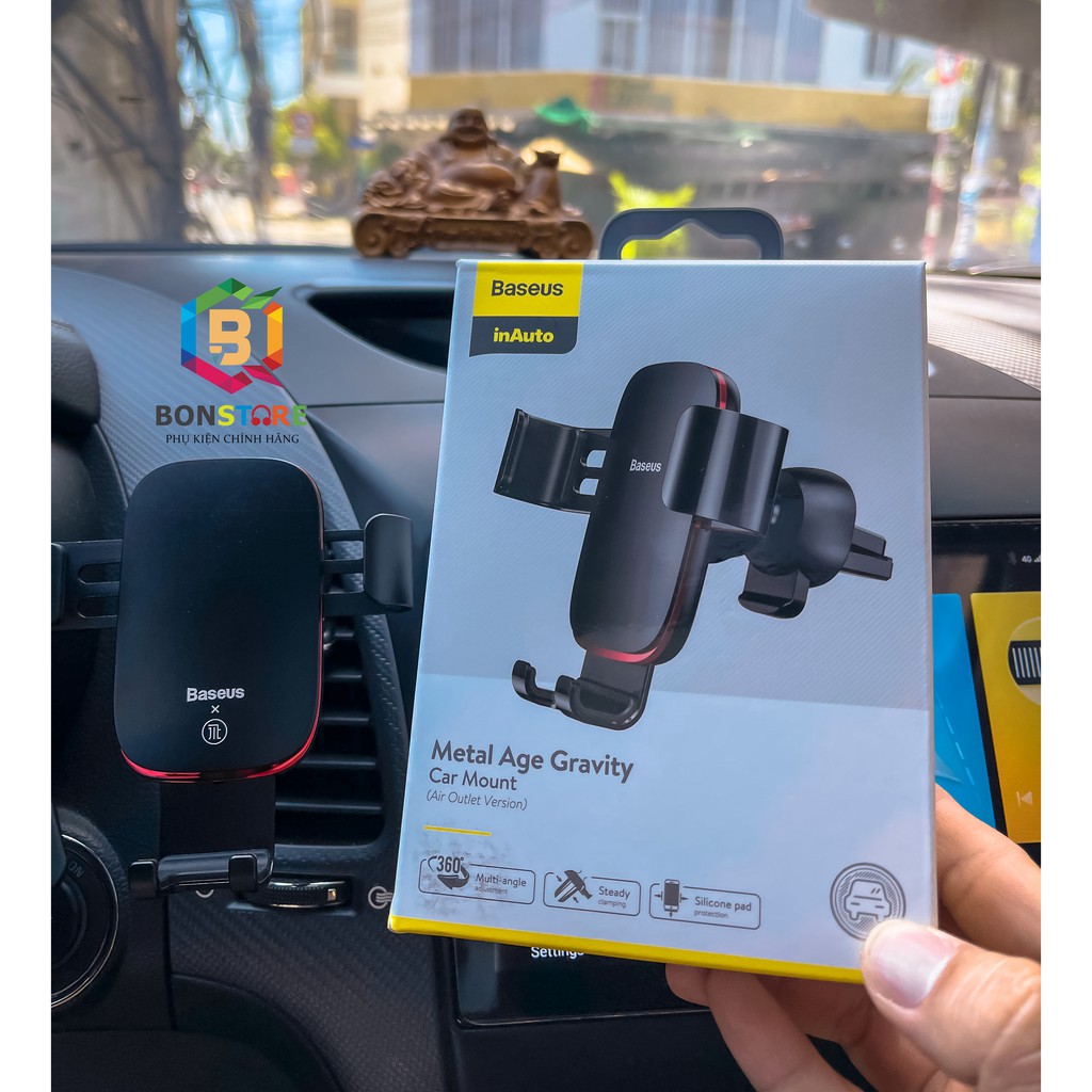 Giá đỡ điện thoại kẹp cửa gió trọng lực trên Ô tô - Baseus Metal Age Gravity Car Mount | BigBuy360 - bigbuy360.vn