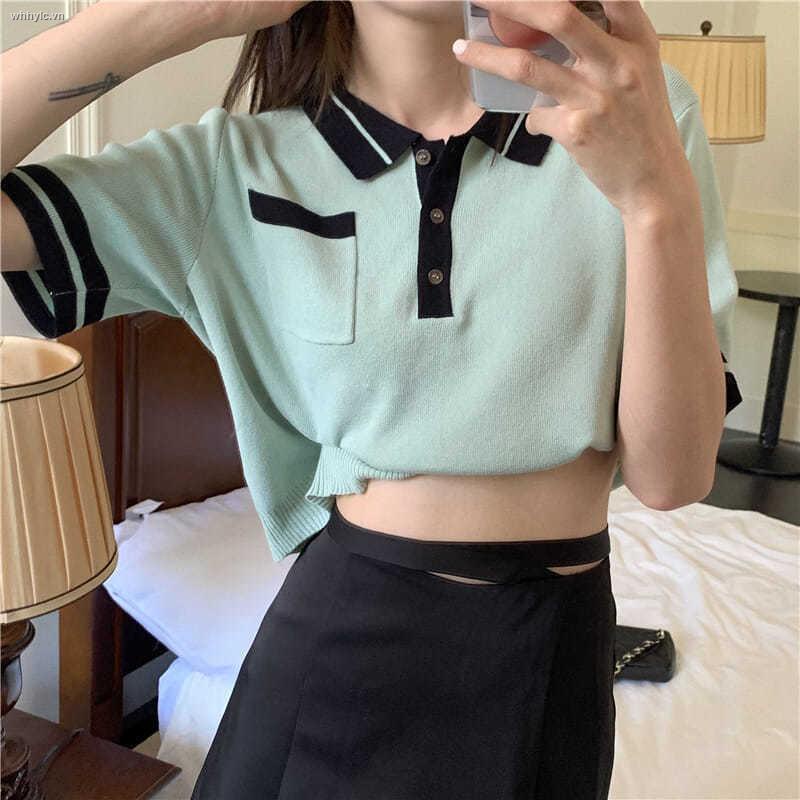 Áo Thun Cổ Polo Tay Ngắn Phong Cách Hàn Quốc Thời Trang Mùa Hè Hàng Mới Dành Cho Bạn Nữ 2021 | BigBuy360 - bigbuy360.vn