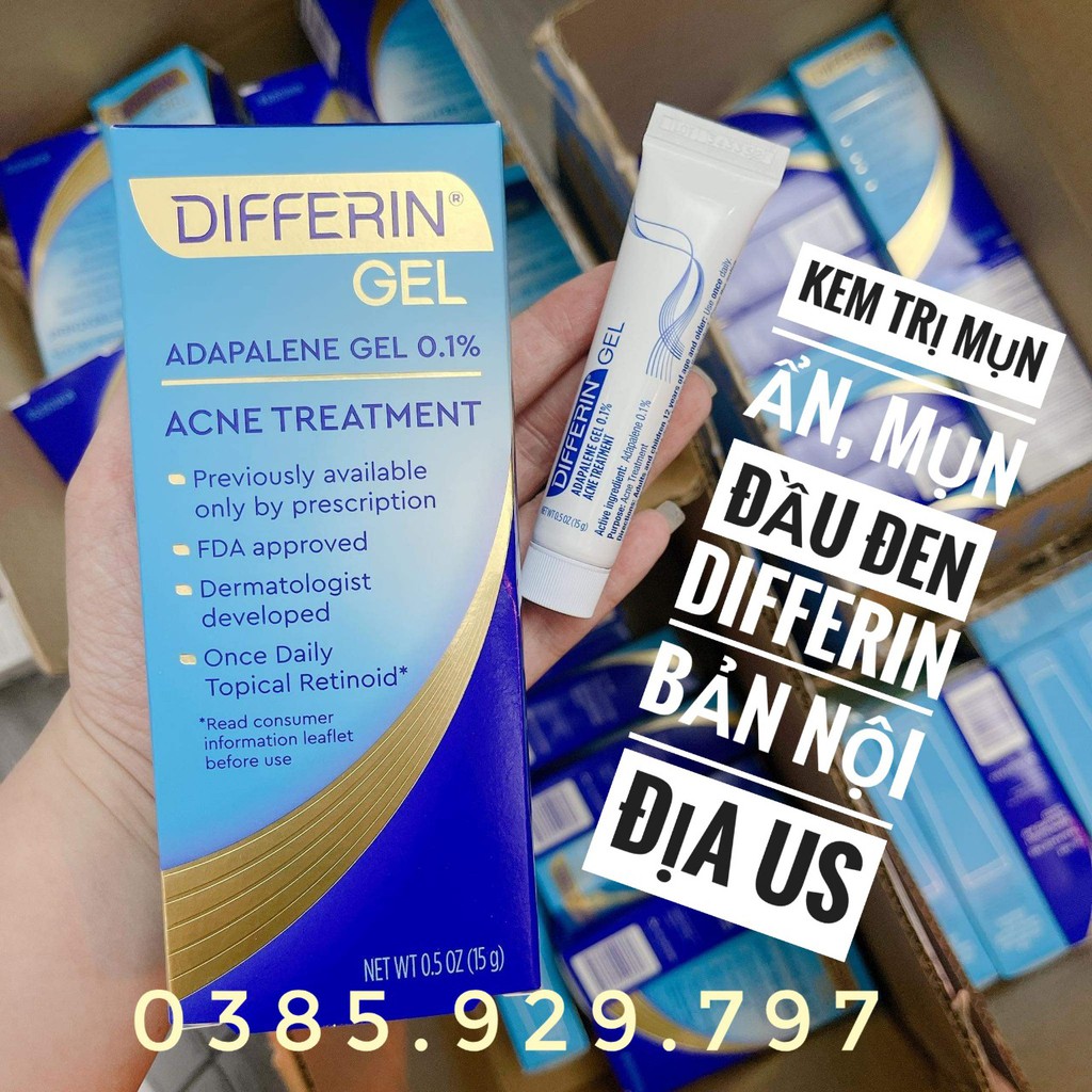 NỘI ĐỊA US - Kem Differin Adapalene Gel 0.1% - Kem Giảm Mụn Trứng Cá, Mụn Ẩn, Mụn Đầu Đen, Điều Tiết Bã Nhờn, Kiềm Dầu