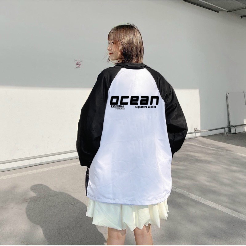 Áo khoác jacket OCEAN dù 2 lớp phối màu Local Brand unisex - Áo khoác nam nữ Ullzang Basic có form rộng XL - OCEAN.CLO