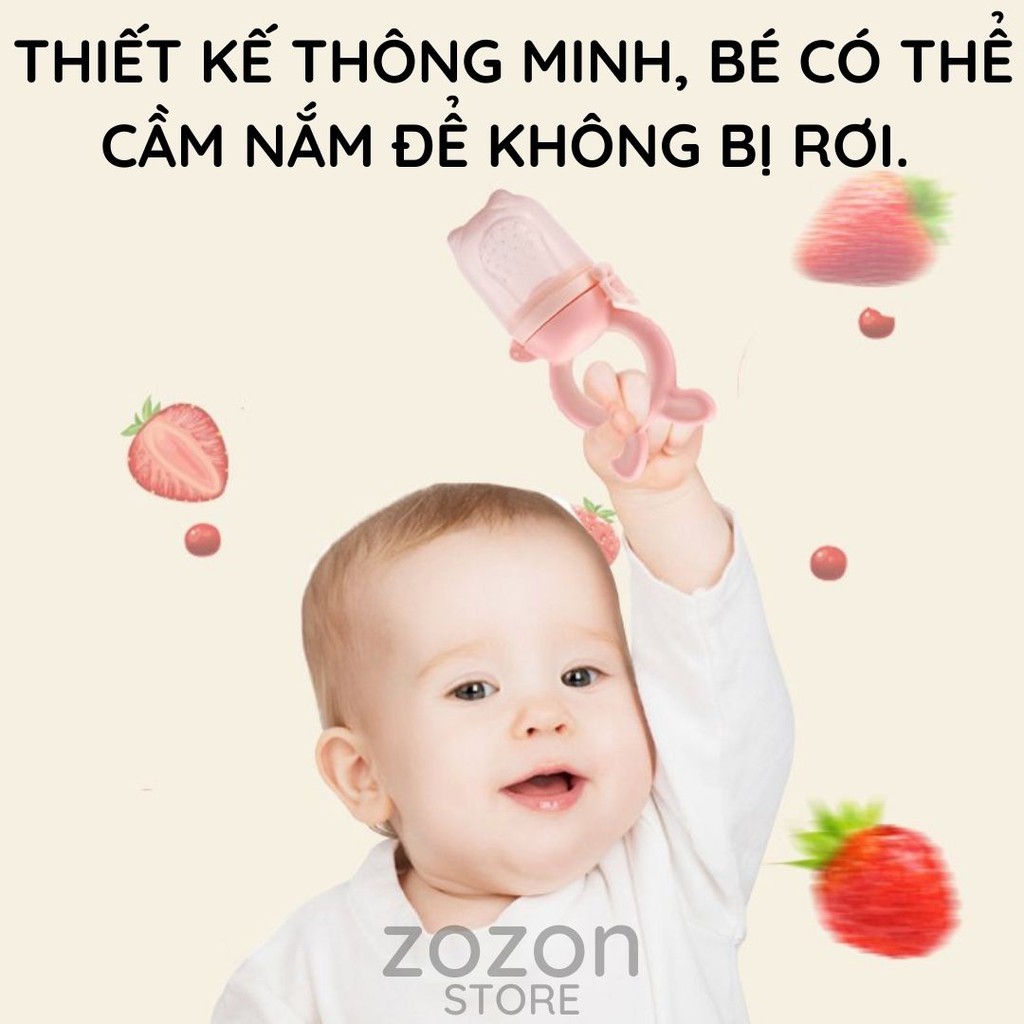 Gặm nướu cho bé có nắp và khóa chốt hoa quả ăn dặm ngậm nướu lúc bé mọc răng nhựa ABS nguyên sinh an toàn