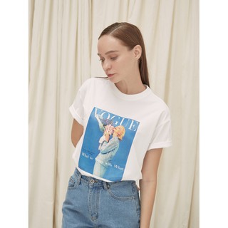 COCO SIN - Áo Thun Trắng In Hình VOGUE