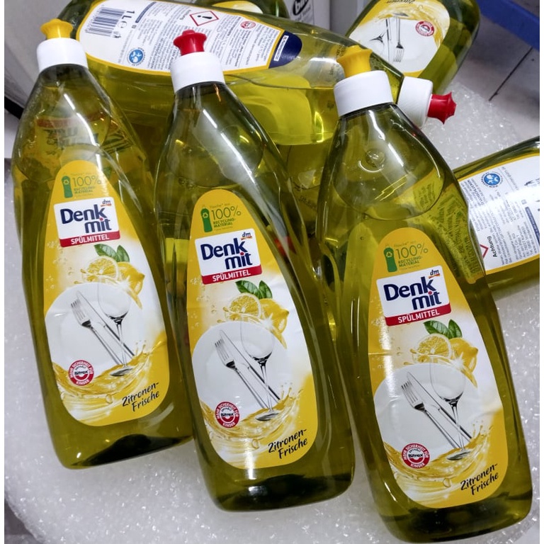 Nước rửa bát cao cấp Denkmit dung tích 1L hương chanh, hàng nội địa Đức- bao bì có thể thay đổi tùy từng đợt nhập hàng.