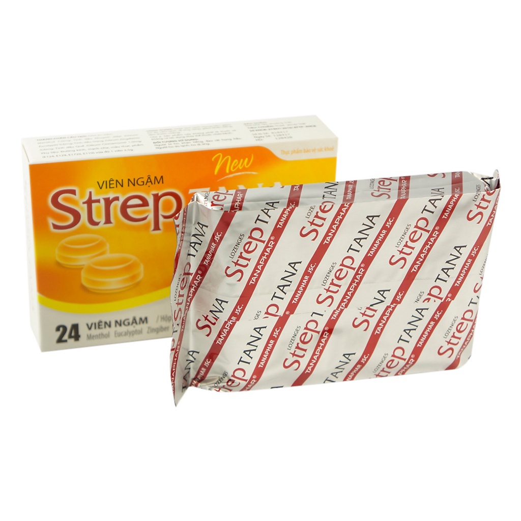 Viên ngậm ho Streptana ( hộp 24 viên) nguồn gốc thảo dược, giảm ho, đau rát họng - soleil care