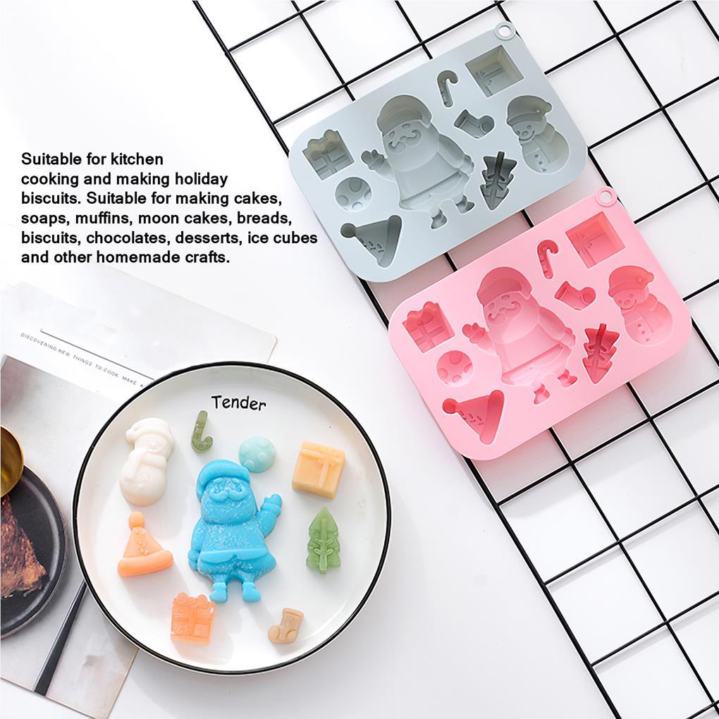 Khuôn Silicone Làm Bánh Quy 9 Ô Hình Ông Già Noel Chịu Nhiệt Độ Cao