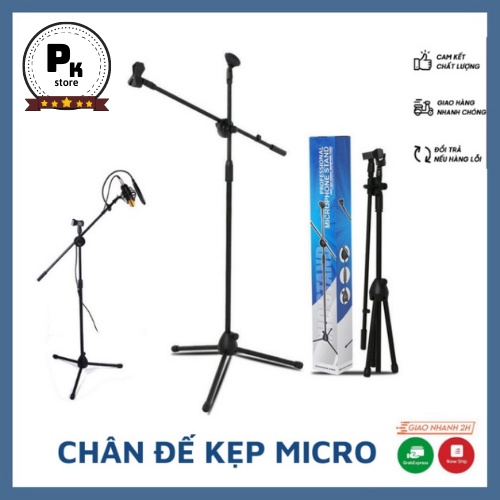Chân đế kẹp micro BOM MIC STAND, giá đỡ mic đứng phòng thu, sân khấu chuyển nghiệp