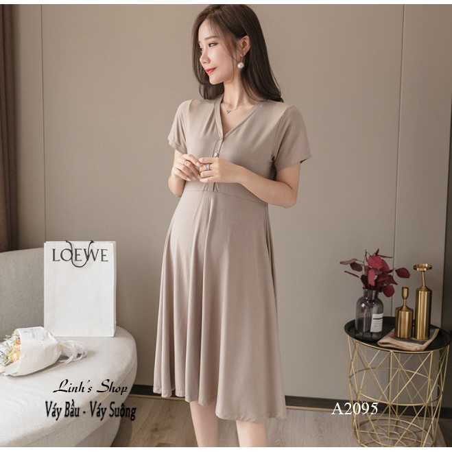 Váy Bầu Đầm Bầu Xinh Thun Lạnh A2095