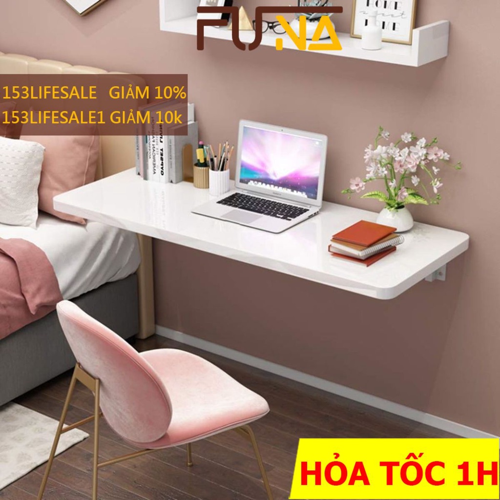 Bàn gấp treo tường thông minh để làm việc, học tập full phụ kiện