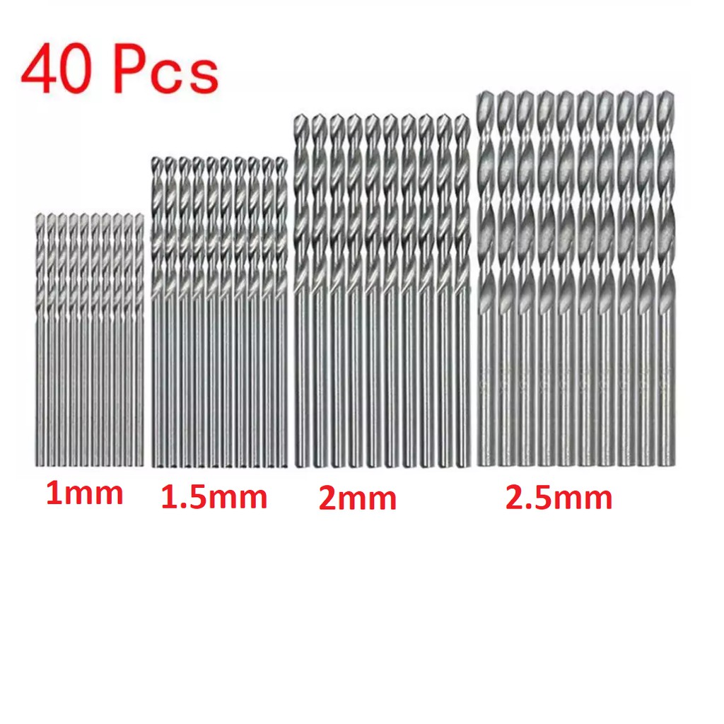 40 Mini Mũi Khoan HSS Bit 1 Mm 2.5 Mm Thẳng Vít Vặn Khoan Bộ